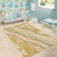 Yellow Palaka Hawaii Leis Area Rug Hawaiian-plaid Elegant Tropical Vibes - Polynesian Pride