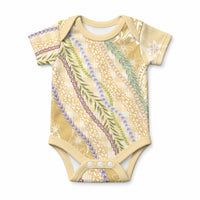 Yellow Palaka Hawaii Leis Baby Onesie Hawaiian-plaid Elegant Tropical Vibes