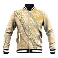 Yellow Palaka Hawaii Leis Baseball Jacket Hawaiian-plaid Elegant Tropical Vibes - Polynesian Pride