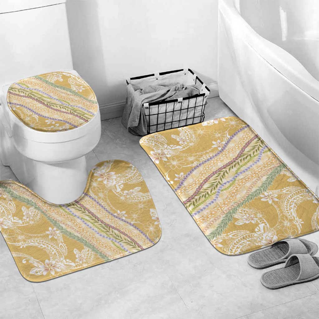 Yellow Palaka Hawaii Leis Bathroom Set Hawaiian-plaid Elegant Tropical Vibes - Polynesian Pride