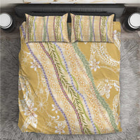Yellow Palaka Hawaii Leis Bedding Set Hawaiian-plaid Elegant Tropical Vibes - Polynesian Pride