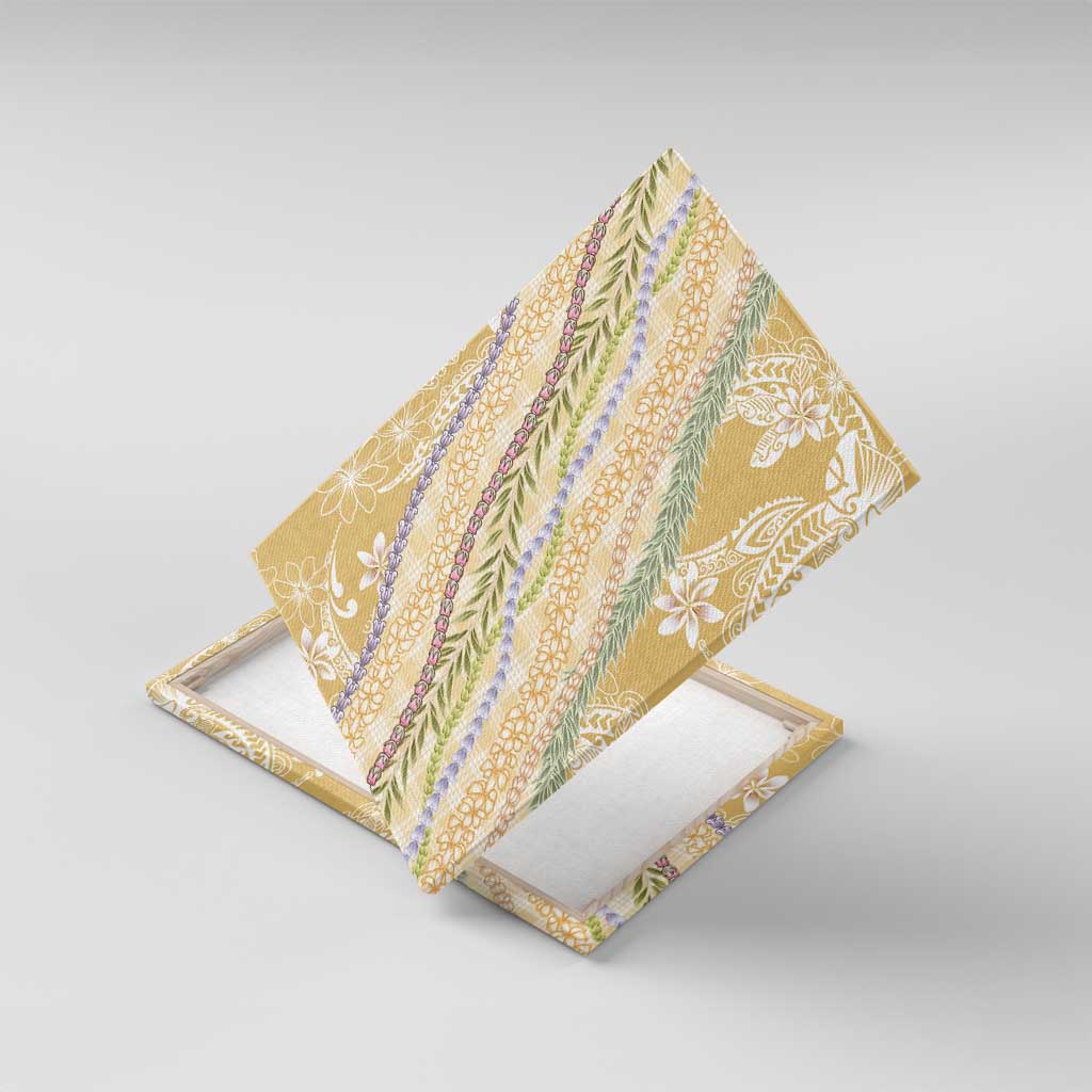 Yellow Palaka Hawaii Leis Canvas Wall Art Hawaiian-plaid Elegant Tropical Vibes - Polynesian Pride