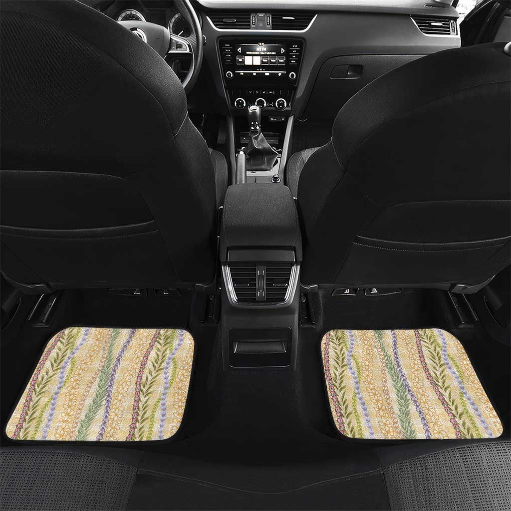 Yellow Palaka Hawaii Leis Car Mats Hawaiian-plaid Elegant Tropical Vibes - Polynesian Pride