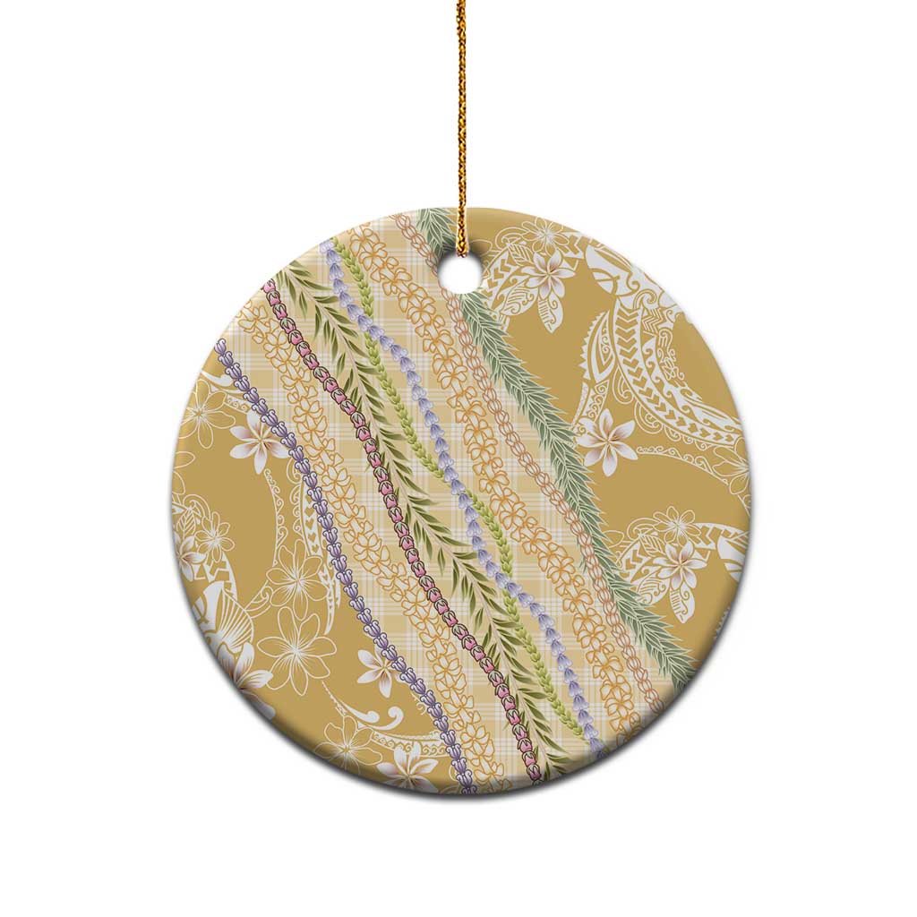 Yellow Palaka Hawaii Leis Ceramic Ornament Hawaiian-plaid Elegant Tropical Vibes - Polynesian Pride