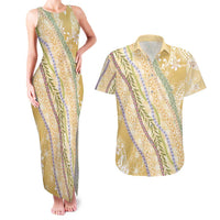 Yellow Palaka Hawaii Leis Couples Matching Tank Maxi Dress and Hawaiian Shirt Hawaiian-plaid Elegant Tropical Vibes - Polynesian Pride