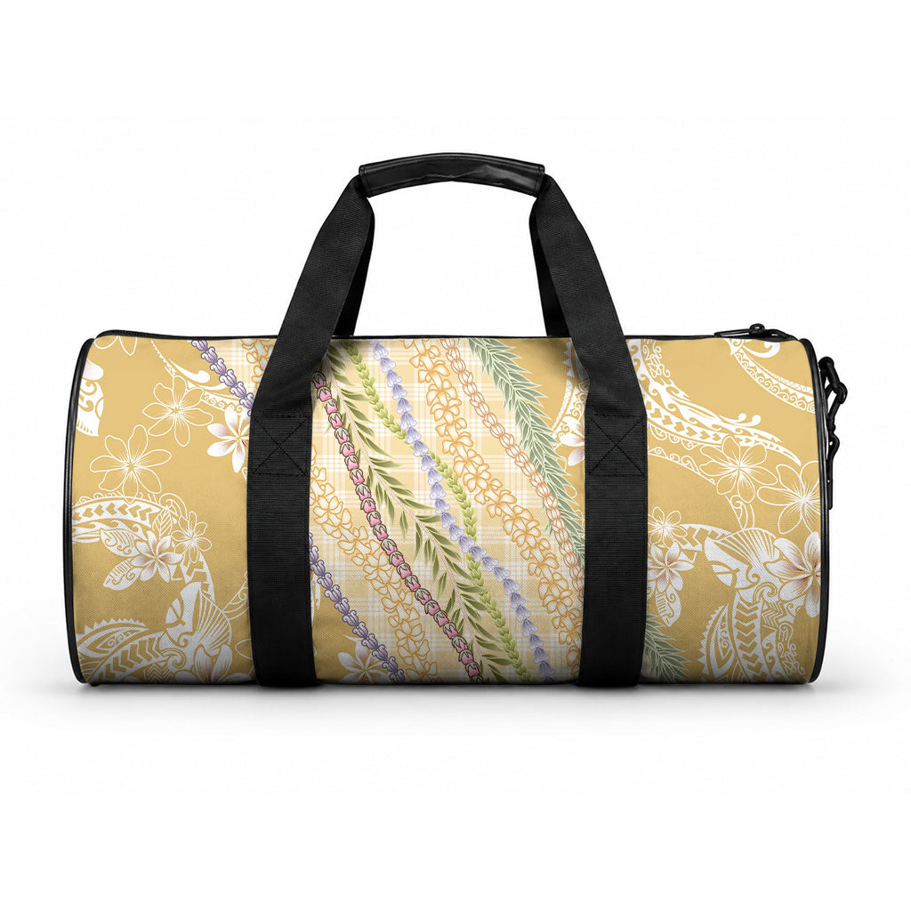 Yellow Palaka Hawaii Leis Duffle Bag Hawaiian-plaid Elegant Tropical Vibes