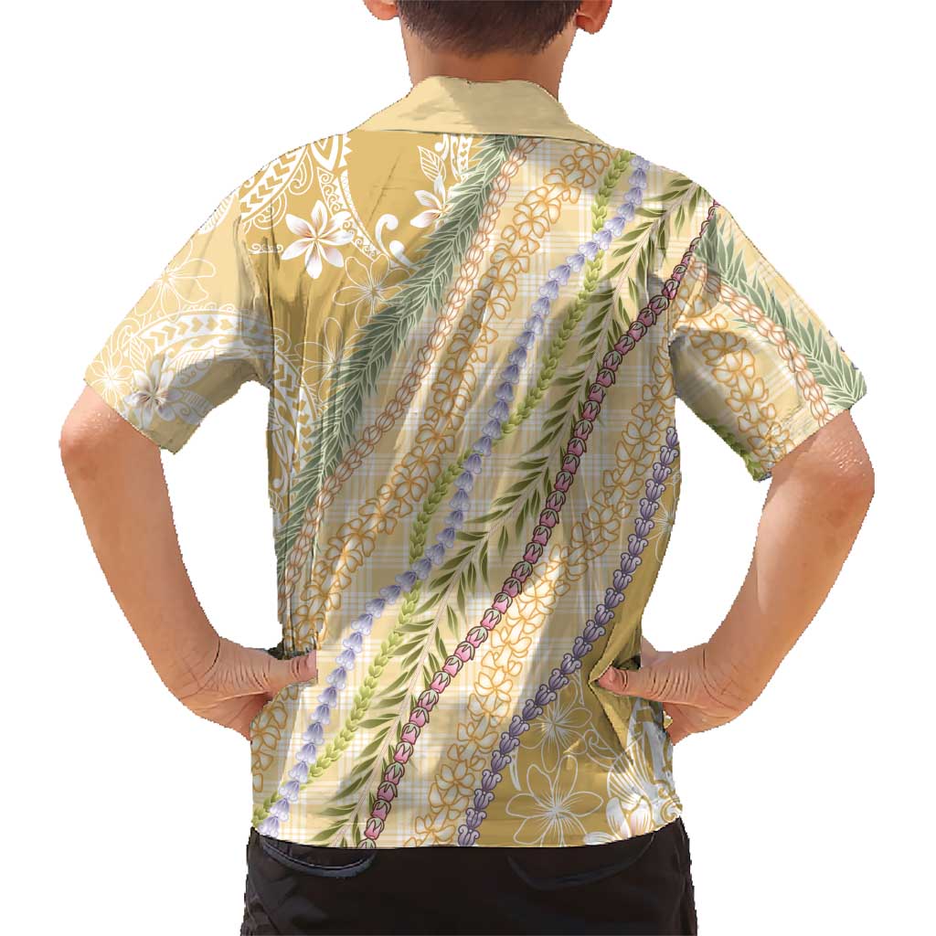 Yellow Palaka Hawaii Leis Family Matching Puletasi and Hawaiian Shirt Hawaiian-plaid Elegant Tropical Vibes - Polynesian Pride