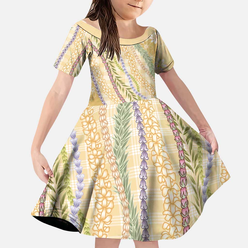 Yellow Palaka Hawaii Leis Family Matching Puletasi and Hawaiian Shirt Hawaiian-plaid Elegant Tropical Vibes - Polynesian Pride