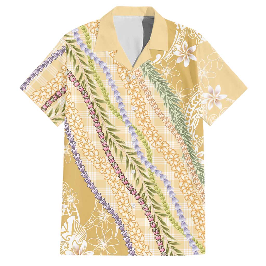 Yellow Palaka Hawaii Leis Family Matching Puletasi and Hawaiian Shirt Hawaiian-plaid Elegant Tropical Vibes - Polynesian Pride