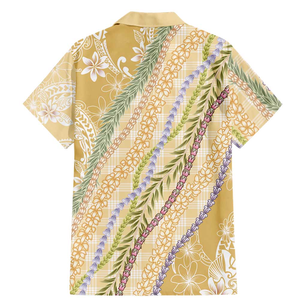 Yellow Palaka Hawaii Leis Family Matching Puletasi and Hawaiian Shirt Hawaiian-plaid Elegant Tropical Vibes - Polynesian Pride