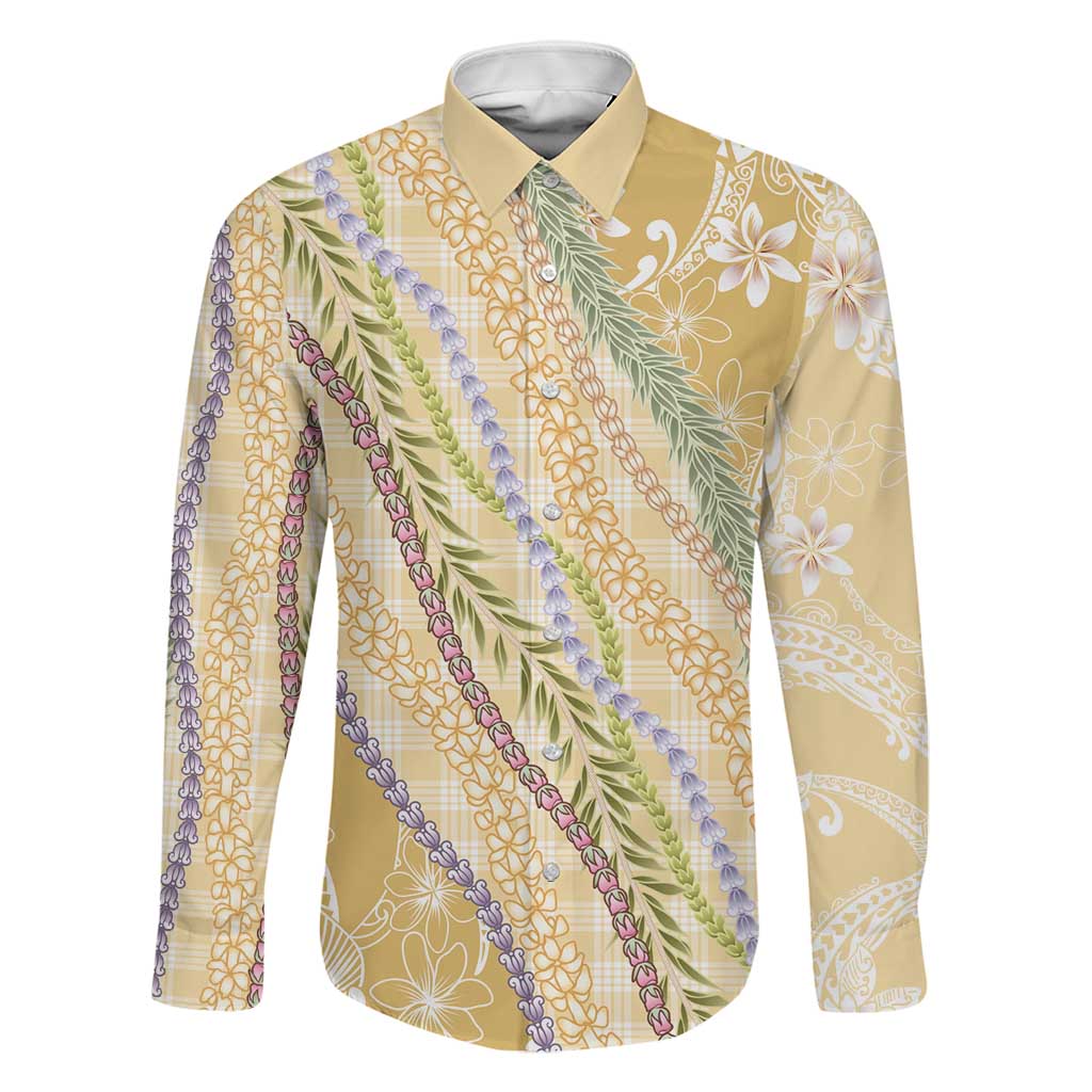 Yellow Palaka Hawaii Leis Family Matching Puletasi and Hawaiian Shirt Hawaiian-plaid Elegant Tropical Vibes - Polynesian Pride