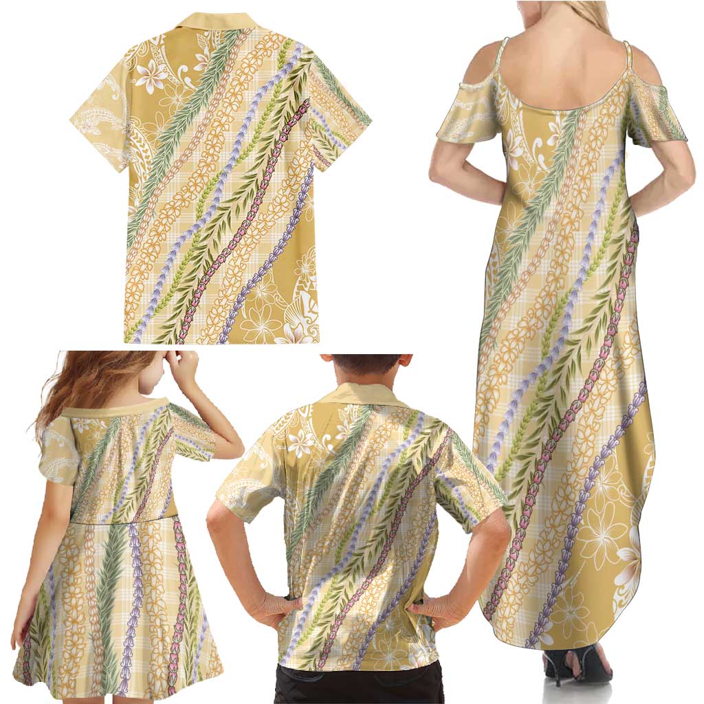 Yellow Palaka Hawaii Leis Family Matching Summer Maxi Dress and Hawaiian Shirt Hawaiian-plaid Elegant Tropical Vibes - Polynesian Pride