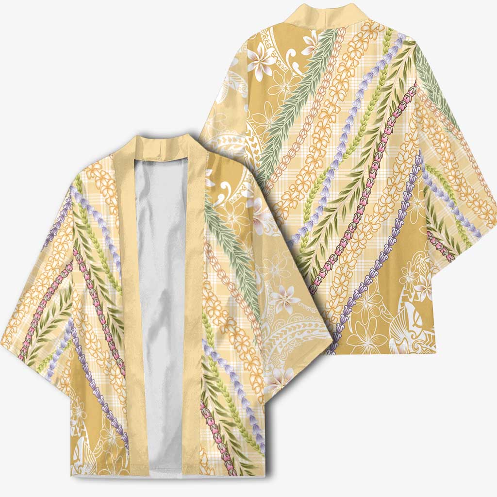 Yellow Palaka Hawaii Leis Kimono Hawaiian-plaid Elegant Tropical Vibes - Polynesian Pride