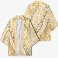 Yellow Palaka Hawaii Leis Kimono Hawaiian-plaid Elegant Tropical Vibes - Polynesian Pride
