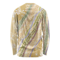 Yellow Palaka Hawaii Leis Long Sleeve Shirt Hawaiian-plaid Elegant Tropical Vibes - Polynesian Pride