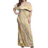 Yellow Palaka Hawaii Leis Off Shoulder Maxi Dress Hawaiian-plaid Elegant Tropical Vibes - Polynesian Pride