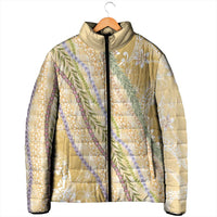 Yellow Palaka Hawaii Leis Padded Jacket Hawaiian-plaid Elegant Tropical Vibes - Polynesian Pride