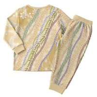 Yellow Palaka Hawaii Leis Christmas Pajama Set Hawaiian-plaid Elegant Tropical Vibes - Polynesian Pride