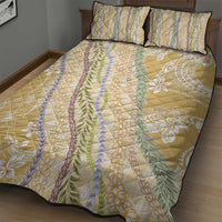 Yellow Palaka Hawaii Leis Quilt Bed Set Hawaiian-plaid Elegant Tropical Vibes - Polynesian Pride