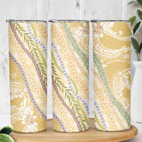 Yellow Palaka Hawaii Leis Skinny Tumbler Hawaiian-plaid Elegant Tropical Vibes - Polynesian Pride