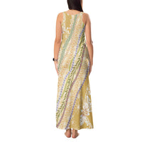 Yellow Palaka Hawaii Leis Tank Maxi Dress Hawaiian-plaid Elegant Tropical Vibes - Polynesian Pride