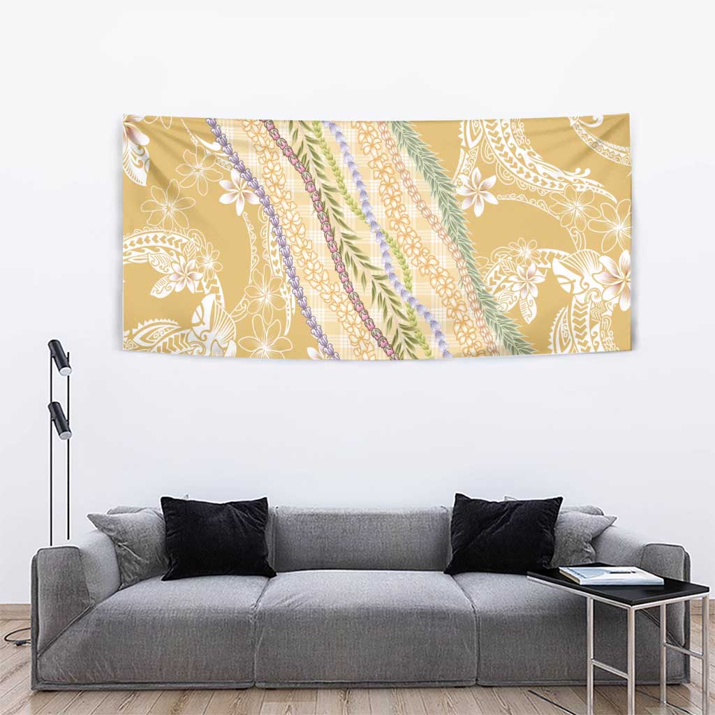 Yellow Palaka Hawaii Leis Tapestry Hawaiian-plaid Elegant Tropical Vibes - Polynesian Pride