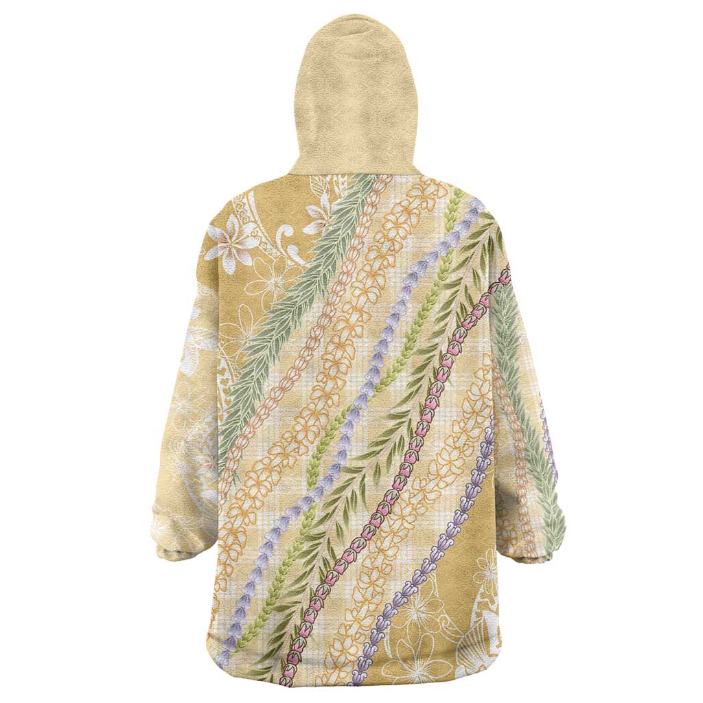 Yellow Palaka Hawaii Leis Wearable Blanket Hoodie Hawaiian-plaid Elegant Tropical Vibes - Polynesian Pride