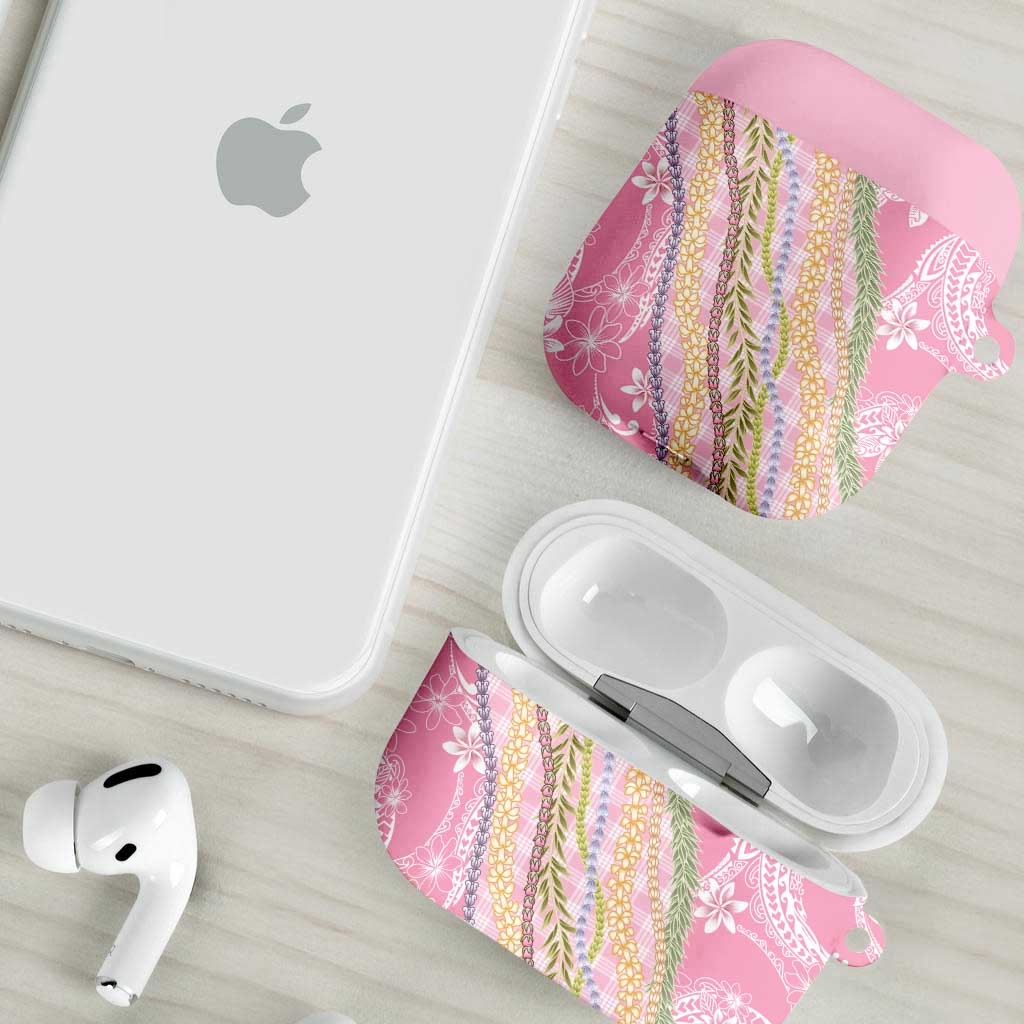 Pink Palaka Hawaii Leis AirPods Case Hawaiian-plaid Elegant Tropical Vibes - Polynesian Pride