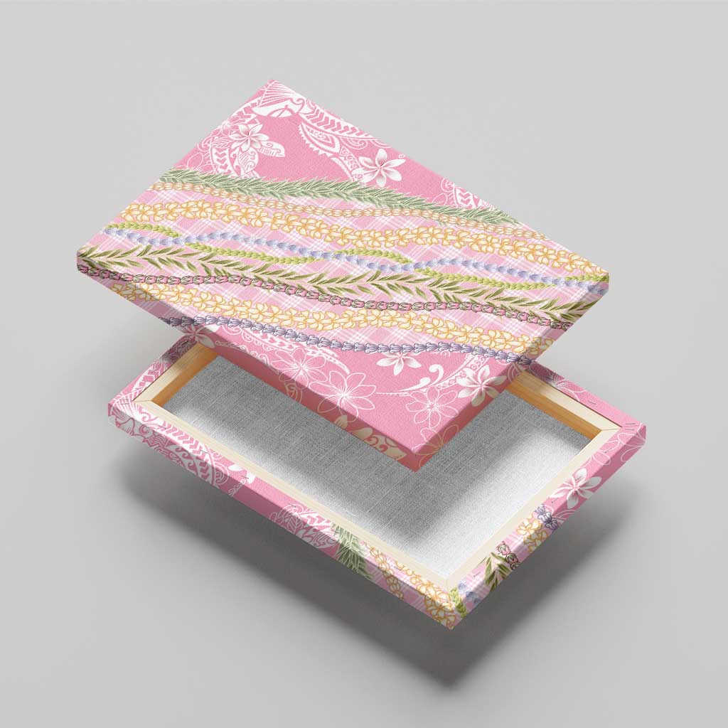 Pink Palaka Hawaii Leis Canvas Wall Art Hawaiian-plaid Elegant Tropical Vibes - Polynesian Pride