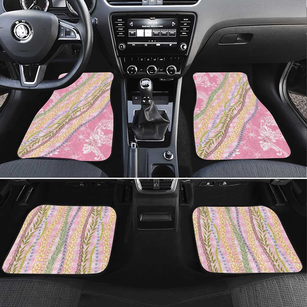 Pink Palaka Hawaii Leis Car Mats Hawaiian-plaid Elegant Tropical Vibes - Polynesian Pride