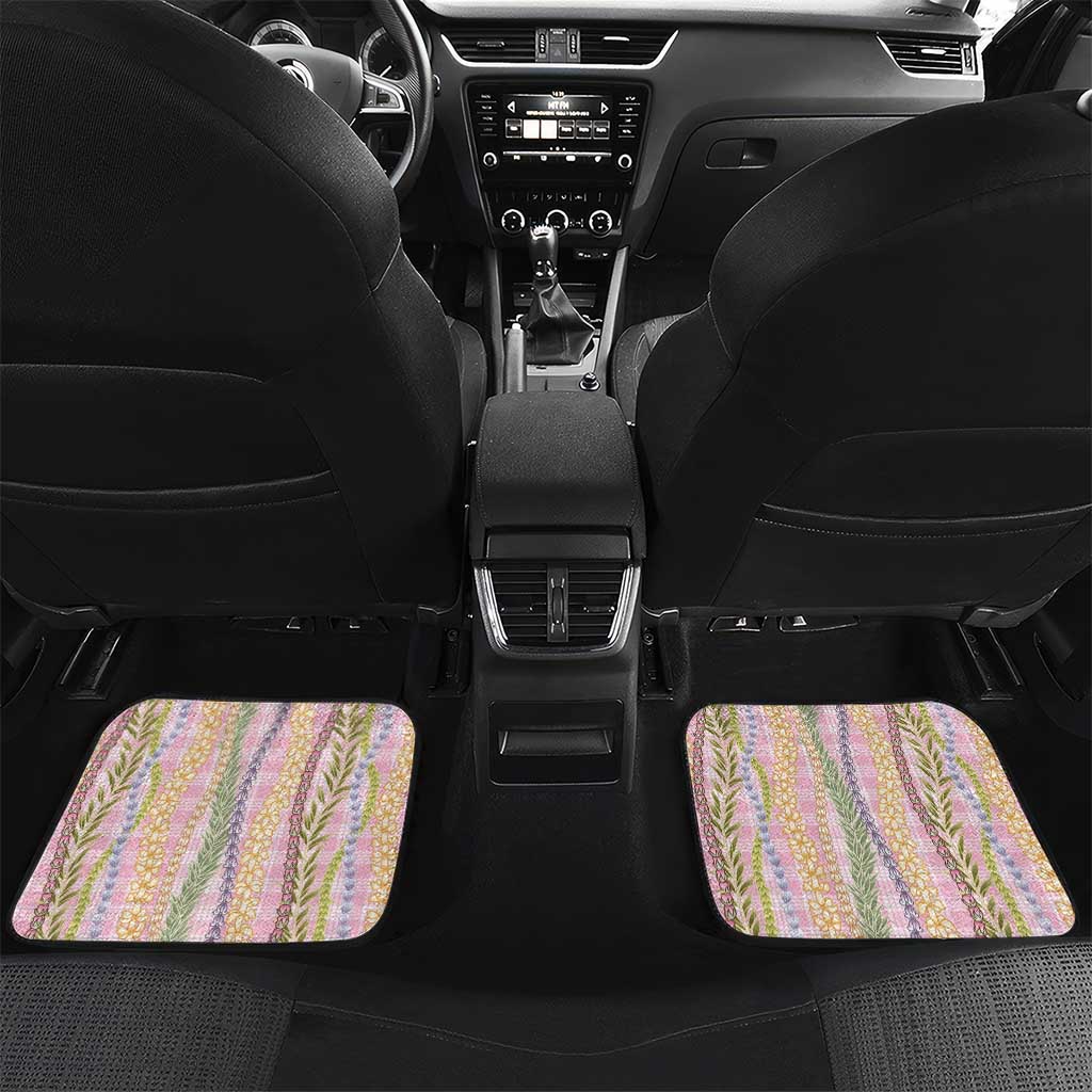 Pink Palaka Hawaii Leis Car Mats Hawaiian-plaid Elegant Tropical Vibes - Polynesian Pride