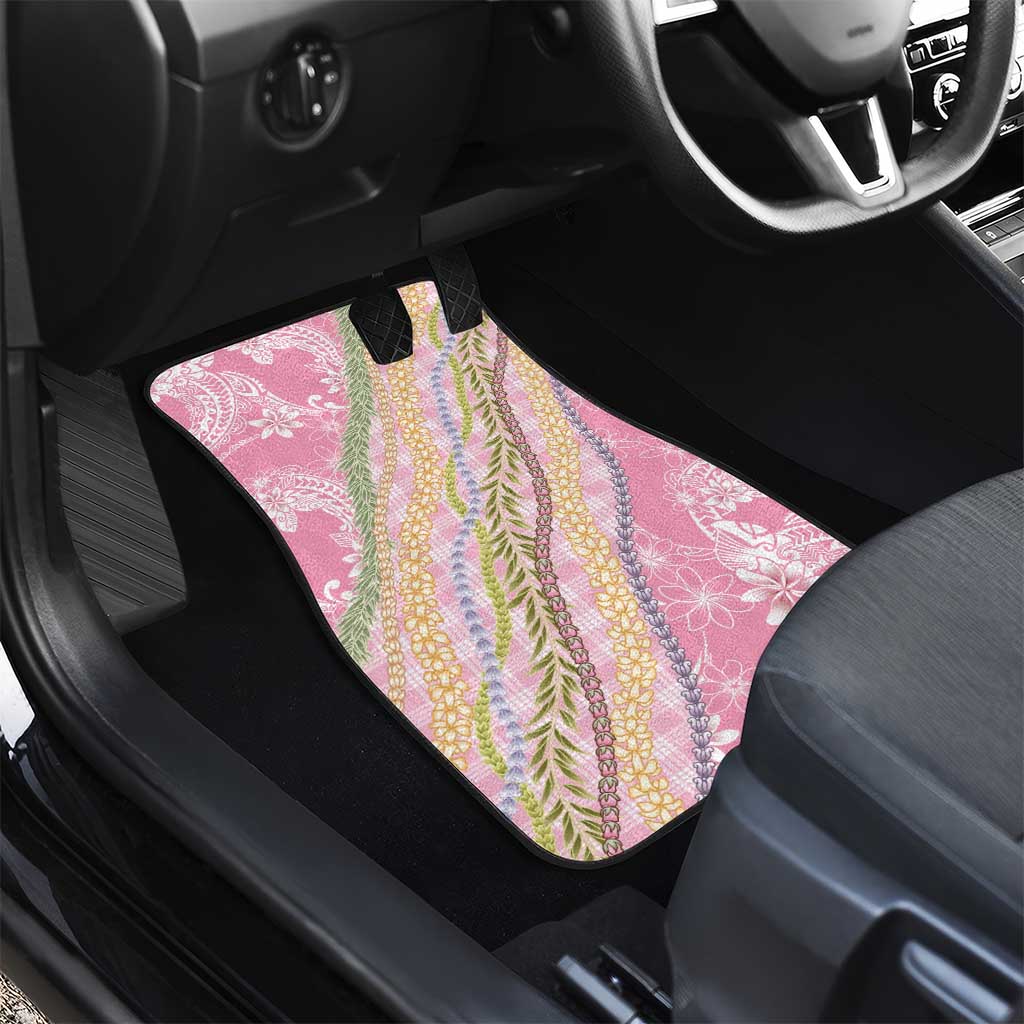 Pink Palaka Hawaii Leis Car Mats Hawaiian-plaid Elegant Tropical Vibes - Polynesian Pride