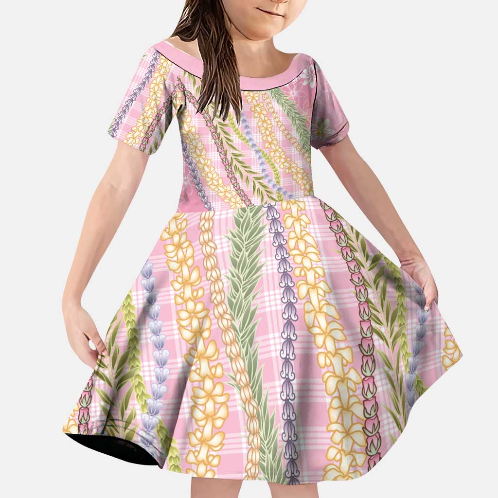 Pink Palaka Hawaii Leis Family Matching Puletasi and Hawaiian Shirt Hawaiian-plaid Elegant Tropical Vibes - Polynesian Pride