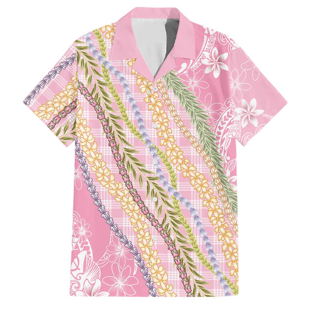 Pink Palaka Hawaii Leis Family Matching Puletasi and Hawaiian Shirt Hawaiian-plaid Elegant Tropical Vibes - Polynesian Pride