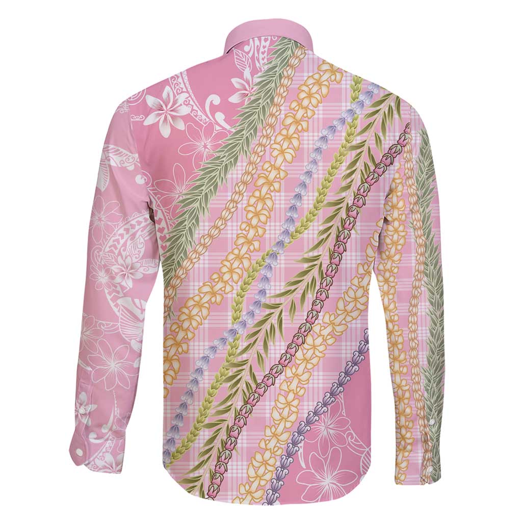 Pink Palaka Hawaii Leis Family Matching Short Sleeve Bodycon Dress and Hawaiian Shirt Hawaiian-plaid Elegant Tropical Vibes - Polynesian Pride