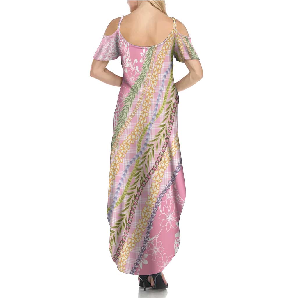 Pink Palaka Hawaii Leis Family Matching Summer Maxi Dress and Hawaiian Shirt Hawaiian-plaid Elegant Tropical Vibes - Polynesian Pride