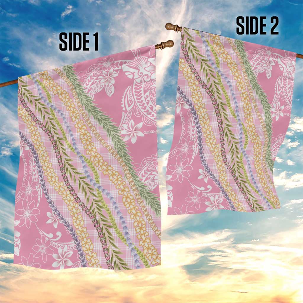 Pink Palaka Hawaii Leis Garden Flag Hawaiian-plaid Elegant Tropical Vibes - Polynesian Pride