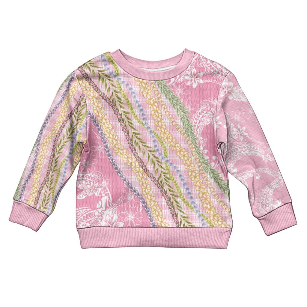 Pink Palaka Hawaii Leis Kid Ugly Christmas Sweater Hawaiian-plaid Elegant Tropical Vibes - Polynesian Pride