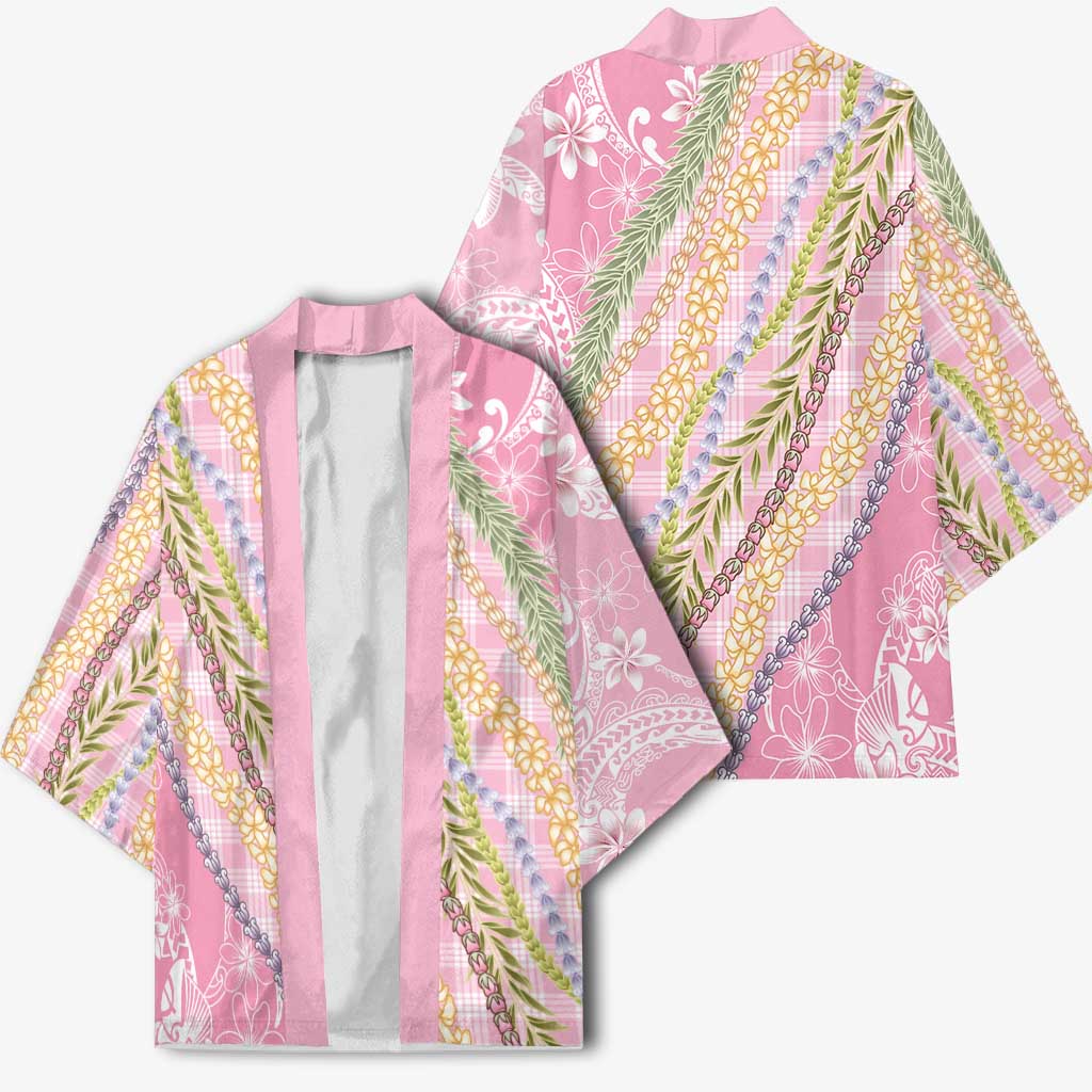 Pink Palaka Hawaii Leis Kimono Hawaiian-plaid Elegant Tropical Vibes - Polynesian Pride