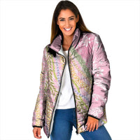 Pink Palaka Hawaii Leis Padded Jacket Hawaiian-plaid Elegant Tropical Vibes - Polynesian Pride