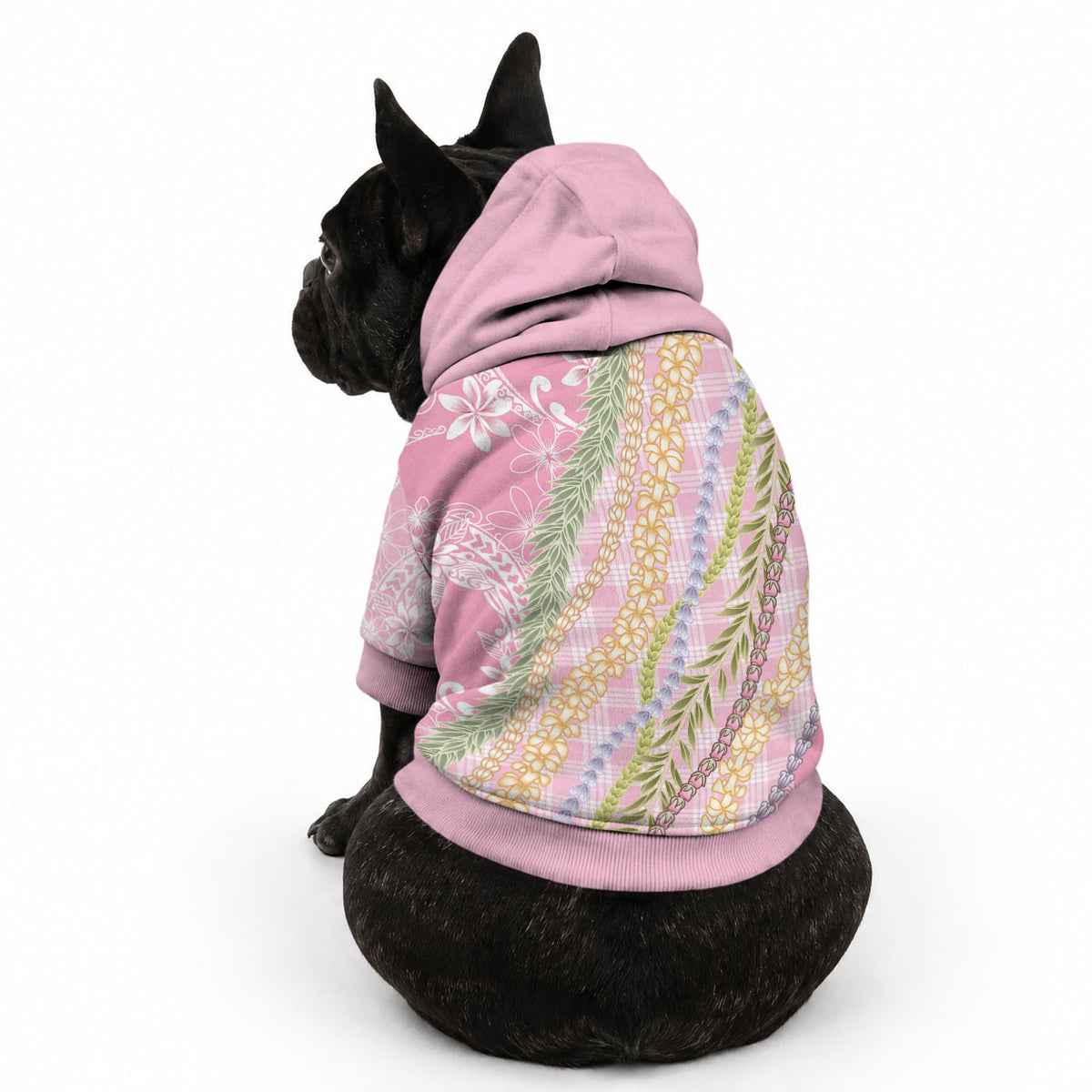 Pink Palaka Hawaii Leis Pet Hoodie Hawaiian-plaid Elegant Tropical Vibes