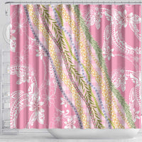 Pink Palaka Hawaii Leis Shower Curtain Hawaiian-plaid Elegant Tropical Vibes - Polynesian Pride