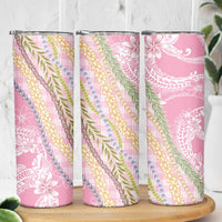Pink Palaka Hawaii Leis Skinny Tumbler Hawaiian-plaid Elegant Tropical Vibes - Polynesian Pride