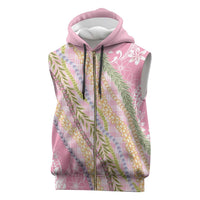 Pink Palaka Hawaii Leis Sleeveless Zip Hoodie Hawaiian-plaid Elegant Tropical Vibes - Polynesian Pride