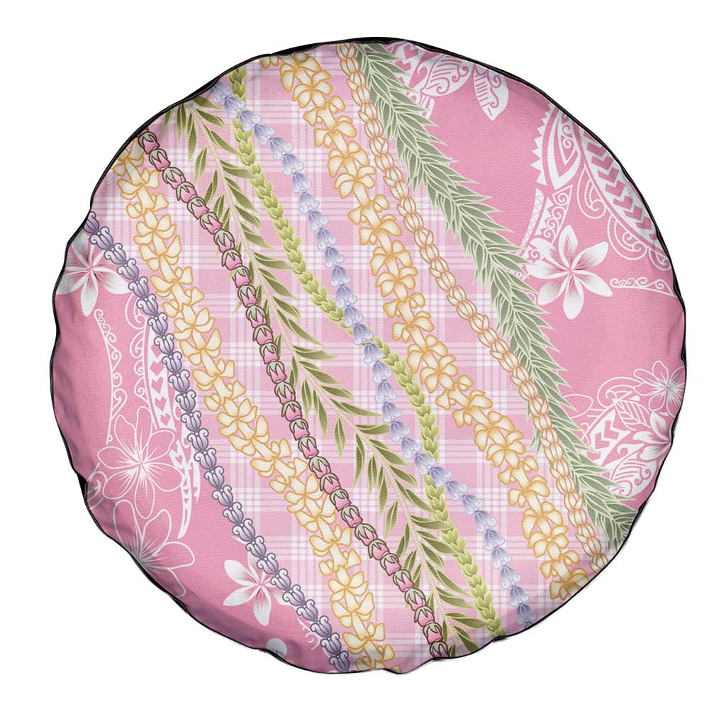 Pink Palaka Hawaii Leis Spare Tire Cover Hawaiian-plaid Elegant Tropical Vibes - Polynesian Pride
