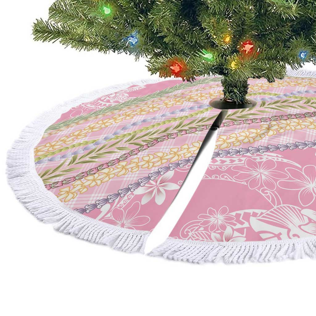 Pink Palaka Hawaii Leis Tree Skirt Hawaiian-plaid Elegant Tropical Vibes - Polynesian Pride