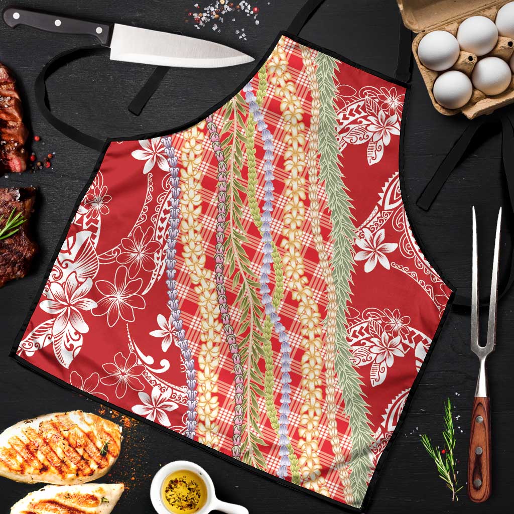 Red Palaka Hawaii Leis Apron Hawaiian-plaid Elegant Tropical Vibes - Polynesian Pride