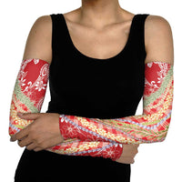 Red Palaka Hawaii Leis Arm Sleeves Hawaiian-plaid Elegant Tropical Vibes - Polynesian Pride