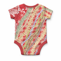 Red Palaka Hawaii Leis Baby Onesie Hawaiian-plaid Elegant Tropical Vibes
