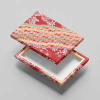 Red Palaka Hawaii Leis Canvas Wall Art Hawaiian-plaid Elegant Tropical Vibes - Polynesian Pride